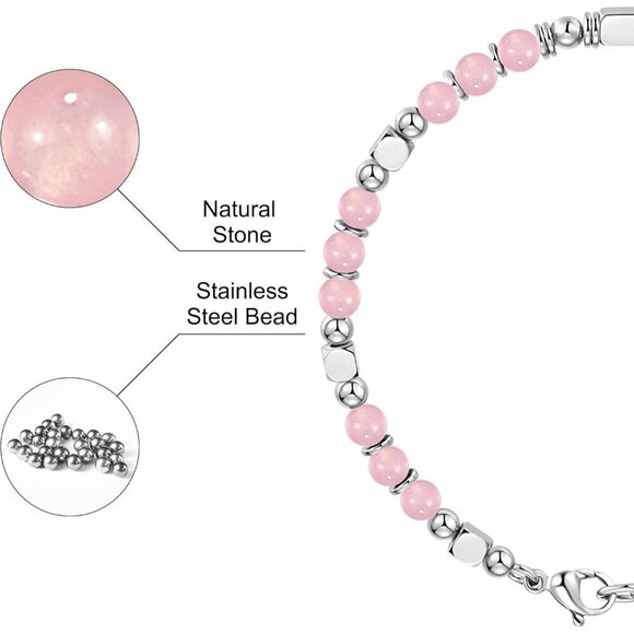 Silver & Pink Boho Beaded Bracelets for Women Trendy Jewelry Gifts for Lover - Picture 6 of 7